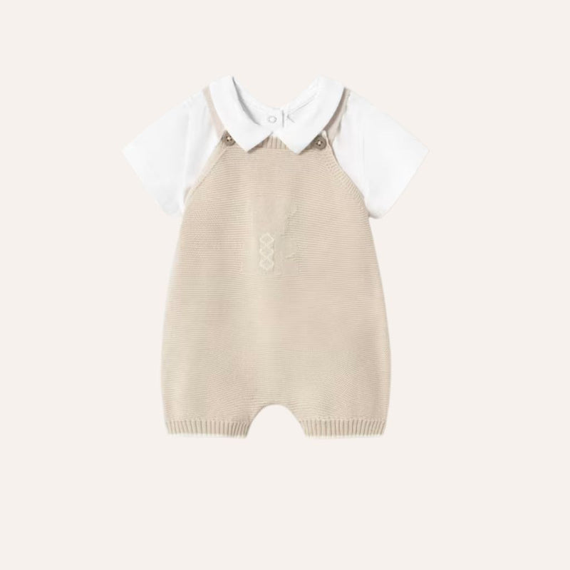 Conjunto camiseta y ranita punto beige