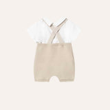 Conjunto camiseta y ranita punto beige