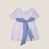 Vestido fajín azulado
