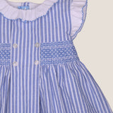 Vestido rayas tablón cuello volante