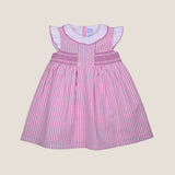 Vestido rayas tablón cuello volante