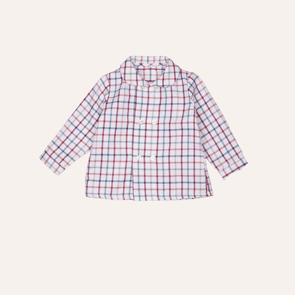 Camisa cuello bebé cruzada cuadros grandes