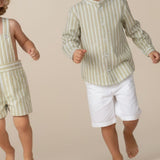 Camisa mao verde rayas blancas