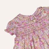 Vestido Liberty nido flor fuxia cuello volante