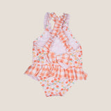 Bañador cuadros melocotón