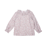 Blusa cuello volante flor granate