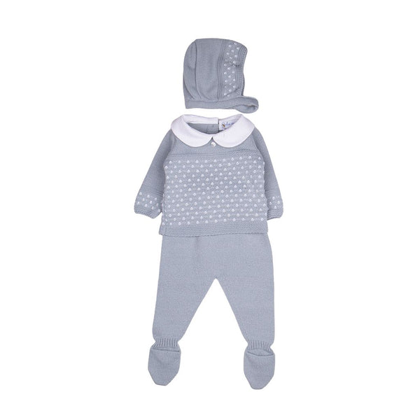 Conjunto de punto media cuello bebe en piqué