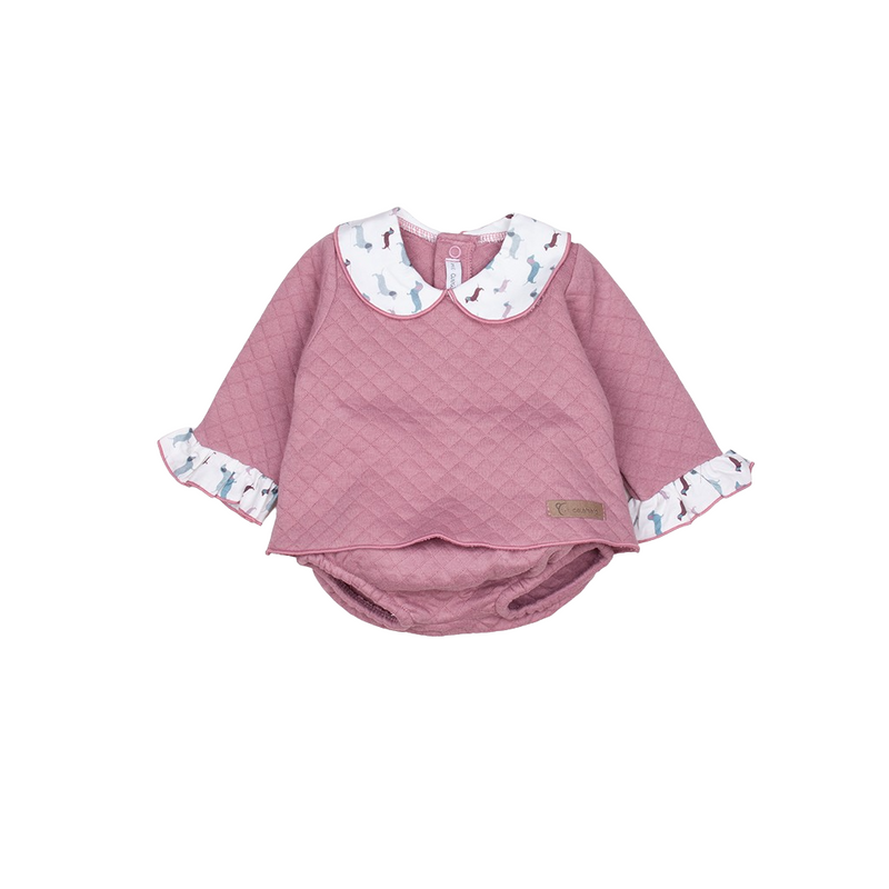 Conjunto rosa viejo perritos