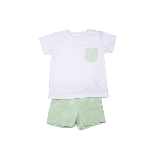 Conjunto niño con camiseta y pantalón corto verde