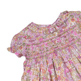 Vestido Liberty nido flor fuxia cuello volante