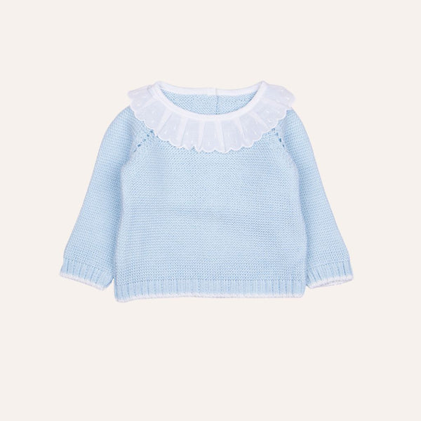 Jersey perlé bebé punto bobo cuello volante