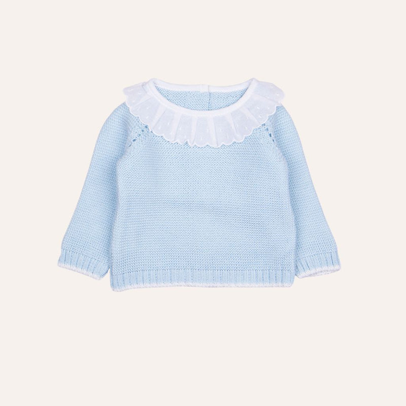 Jersey perlé bebé punto bobo cuello volante