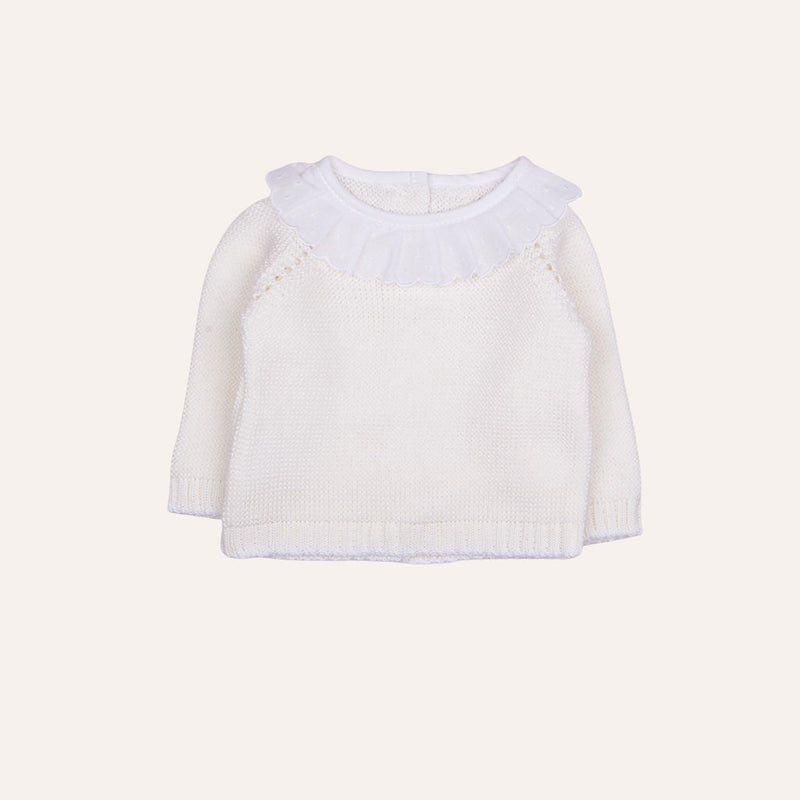 Jersey perlé bebé punto bobo cuello volante