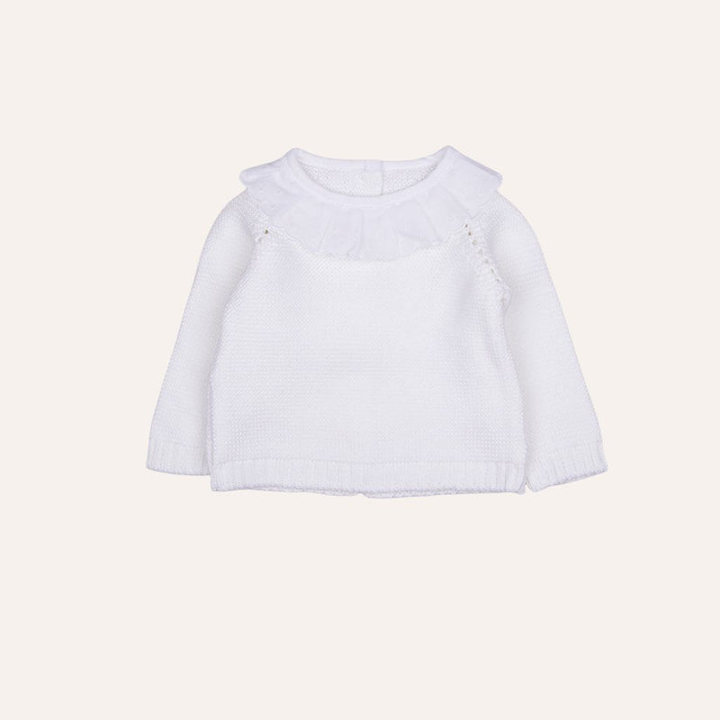 Jersey perlé bebé punto bobo cuello volante