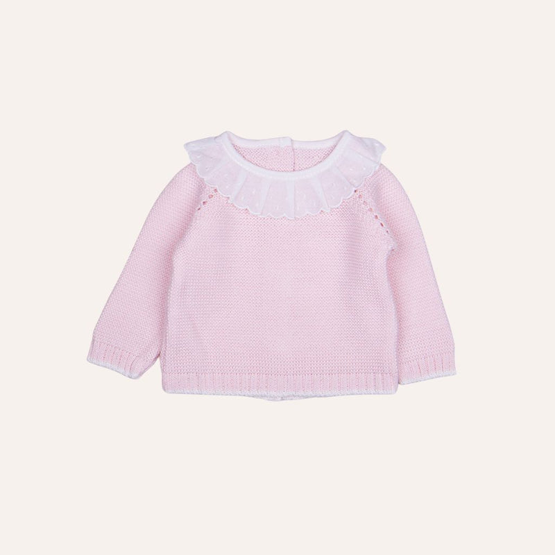 Jersey perlé bebé punto bobo cuello volante