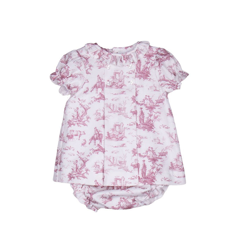 Jesusito toile de jouy rosa cuello volante