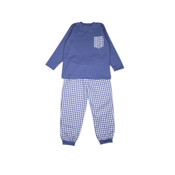 Pijama niño azul cuadritos