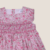Vestido talle bordado fucsia