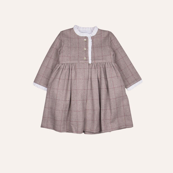 Vestido cuadros beige