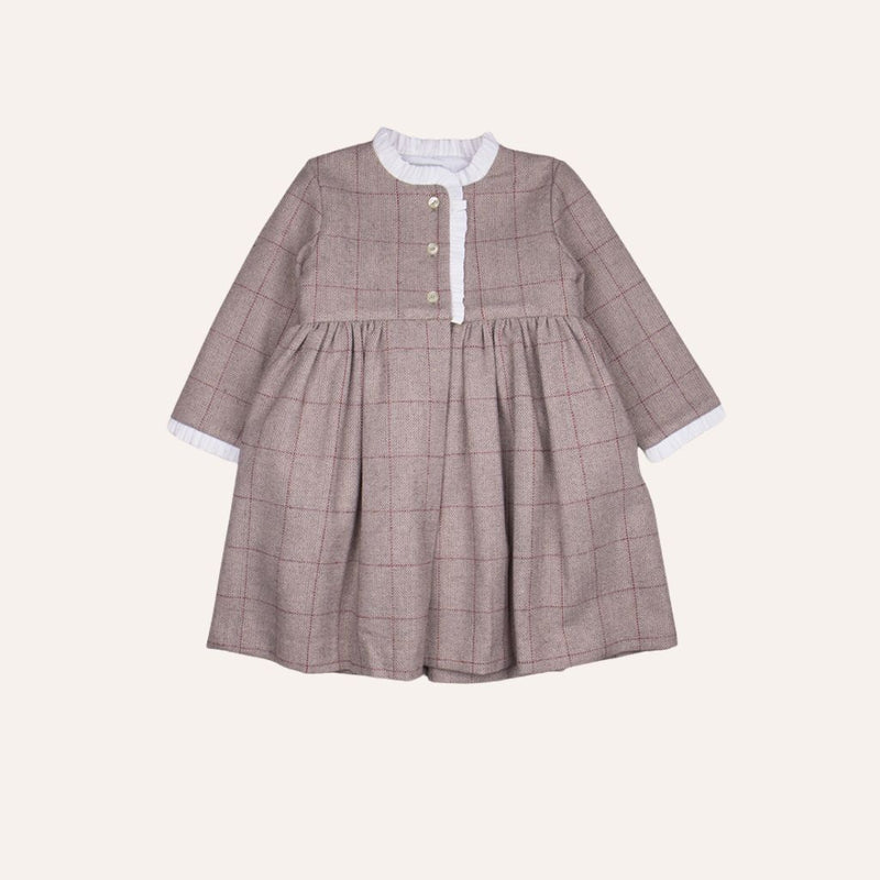 Vestido cuadros beige