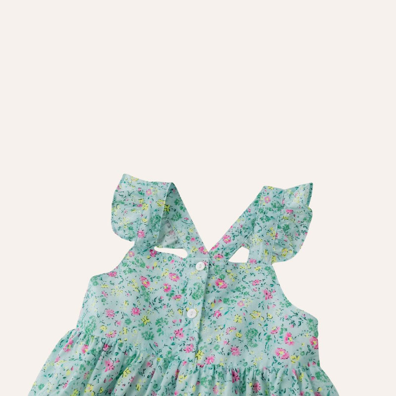 Vestido verde floral tirantes