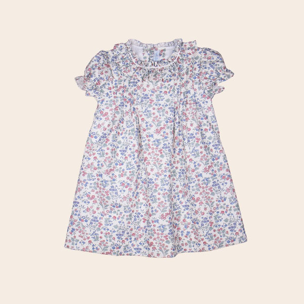 Vestido azul-grana