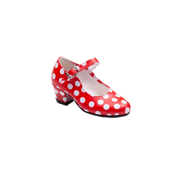 Zapato tacon flamenca topos rojo