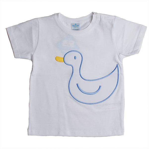 Camiseta manga corta blanca con pato