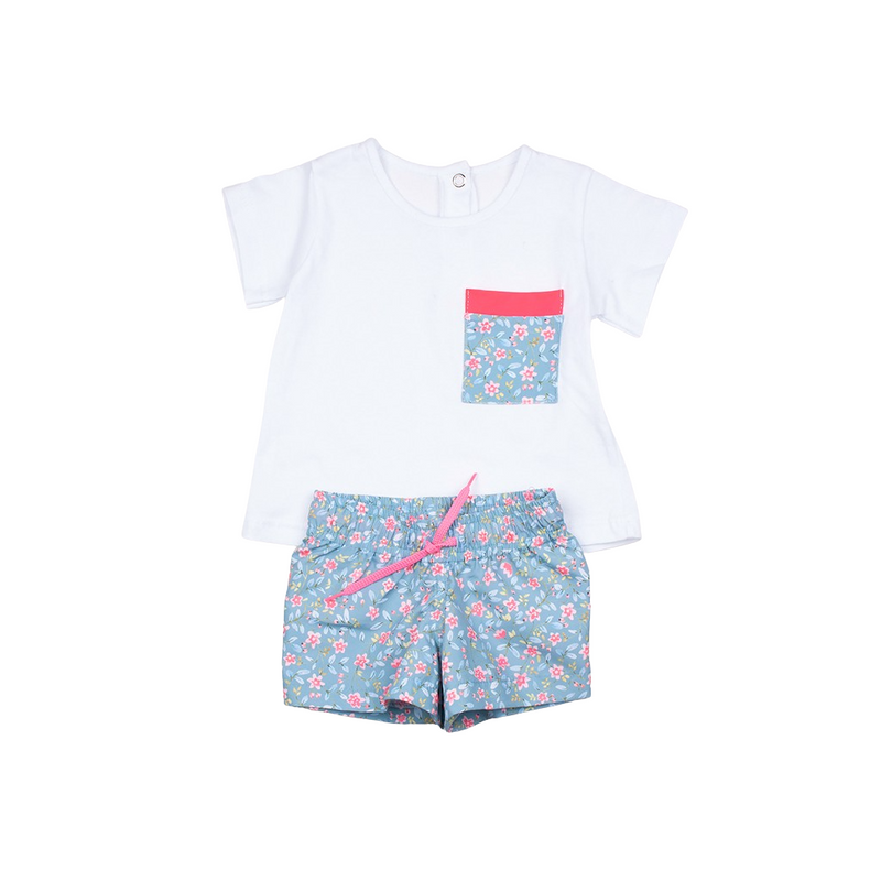 Conjunto de ropa para niños pequeños Verano 1 2 3 4 5 años Tira de moda  Camiseta de manga corta + Pantalones cortos blancos Trajes para niños Ropa
